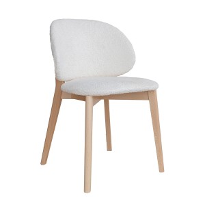 Krzesło tapicerowane Bukla kremowe z drewnianymi nogami CM01 Pecora