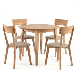 Stół z krzesłami - stół drewniany 90 cm nierozkładany Orbetello + 4 krzesła drewniane Leon