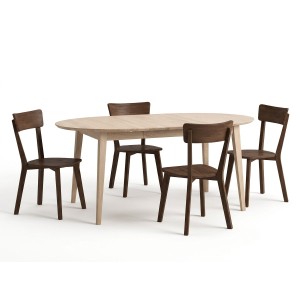 Stół z krzesłami - stół okrągły rozkładany 110+50 cm Orbetello + 4 krzesła drewniane Leon