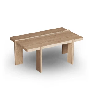 Stolik kawowy drewniany prostokątny z trawertynem dąb bielony Tivoli