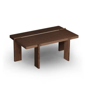 Stolik kawowy drewniany prostokątny z trawertynem dąb tabacco Tivoli