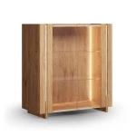 Witryna szklana drewniana do salonu z trawertynem dąb naturalny Tivoli