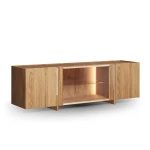 Szafka RTV drewniana szklana z trawerynem dąb naturalny Tivoli