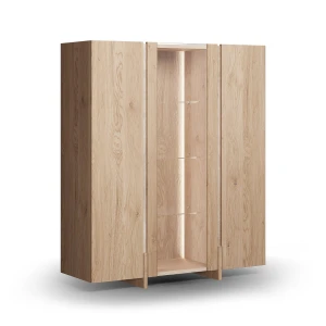 Witryna drewniana niska z trawertynem dąb bielony Tivoli