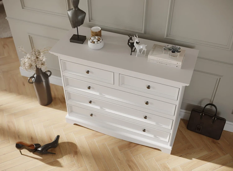 komoda biała 5 szuflad Belluno Elegante do przedpokoju